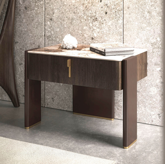 Cattelan Italia Julian Nightstand in Burned Oak and Corcovado - Customisable | Kartar & Seibo